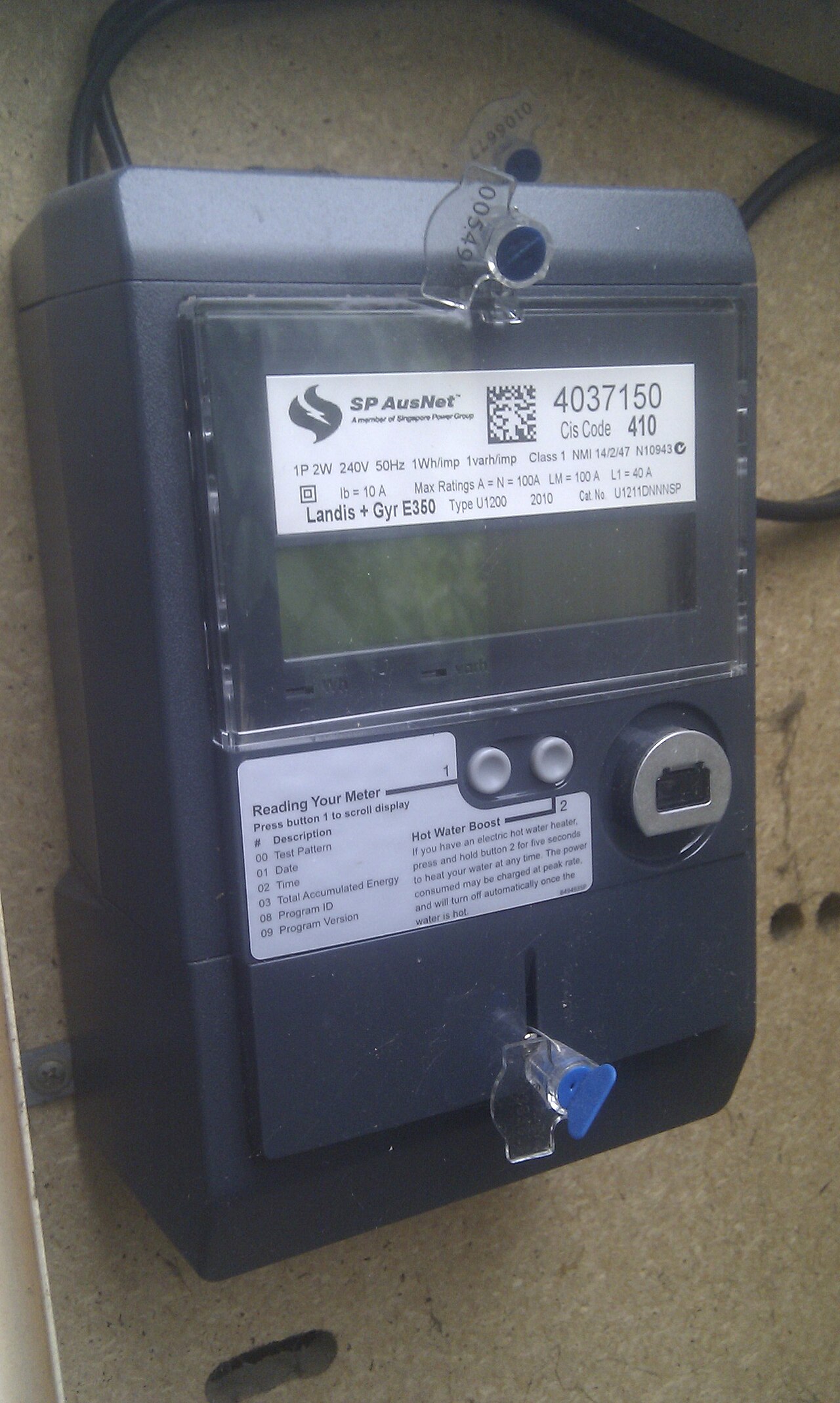An electricity smart meter in Victoria