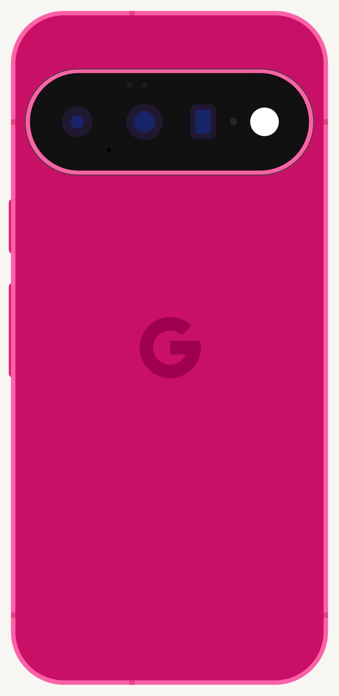 Illustration of the back of Pixel 11 in a pink finish.