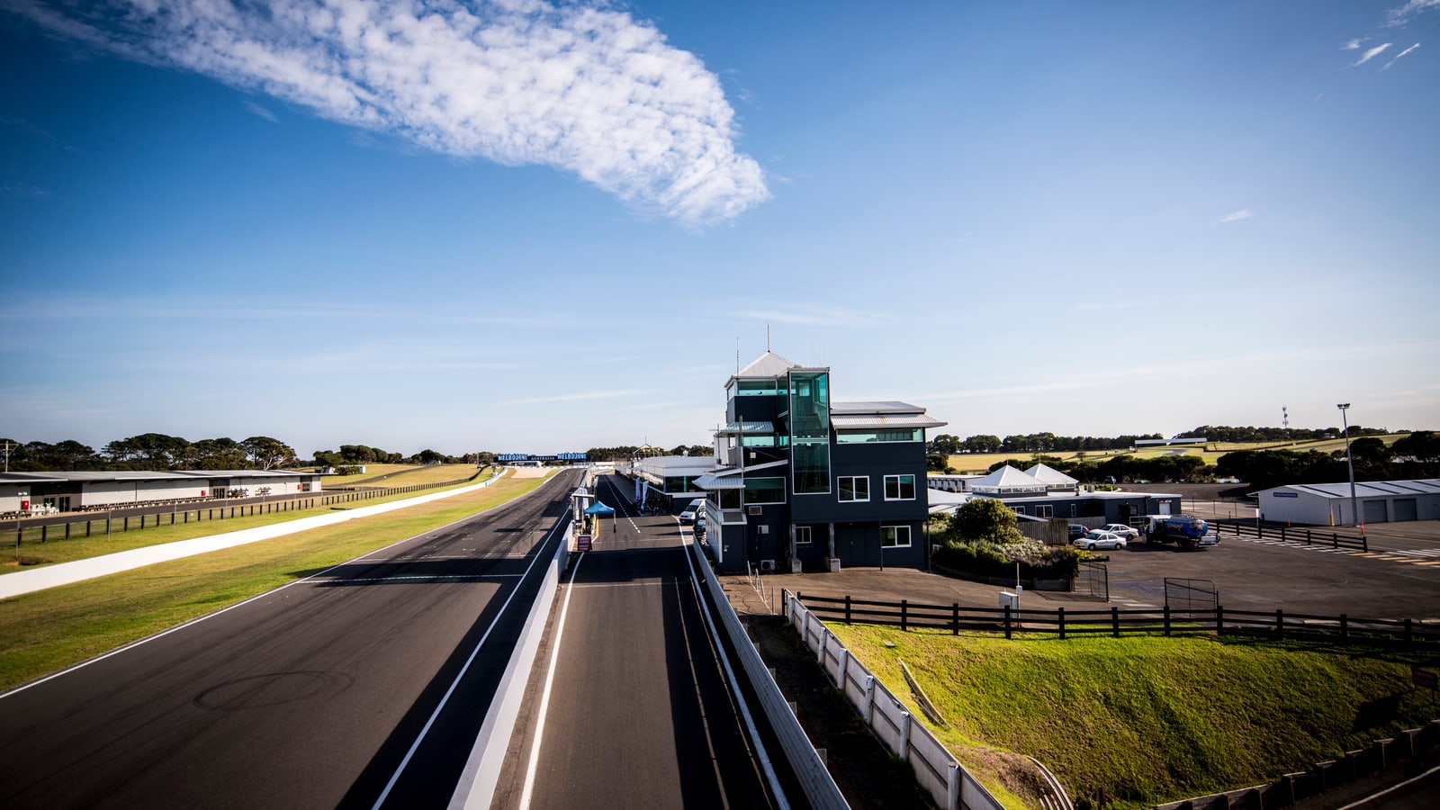 Gardner Straight at the Phillip Island Grand Prix Circuit, with the coast behind