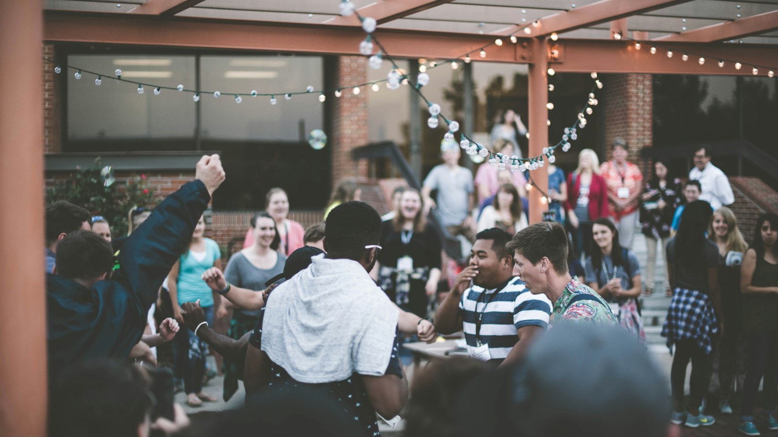 A group of people talking together