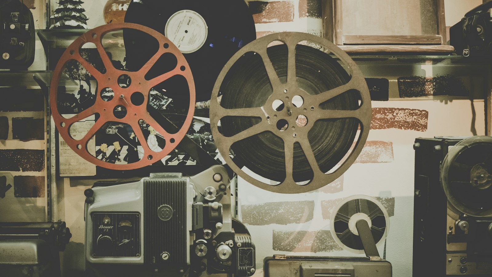 Two vintage film reels